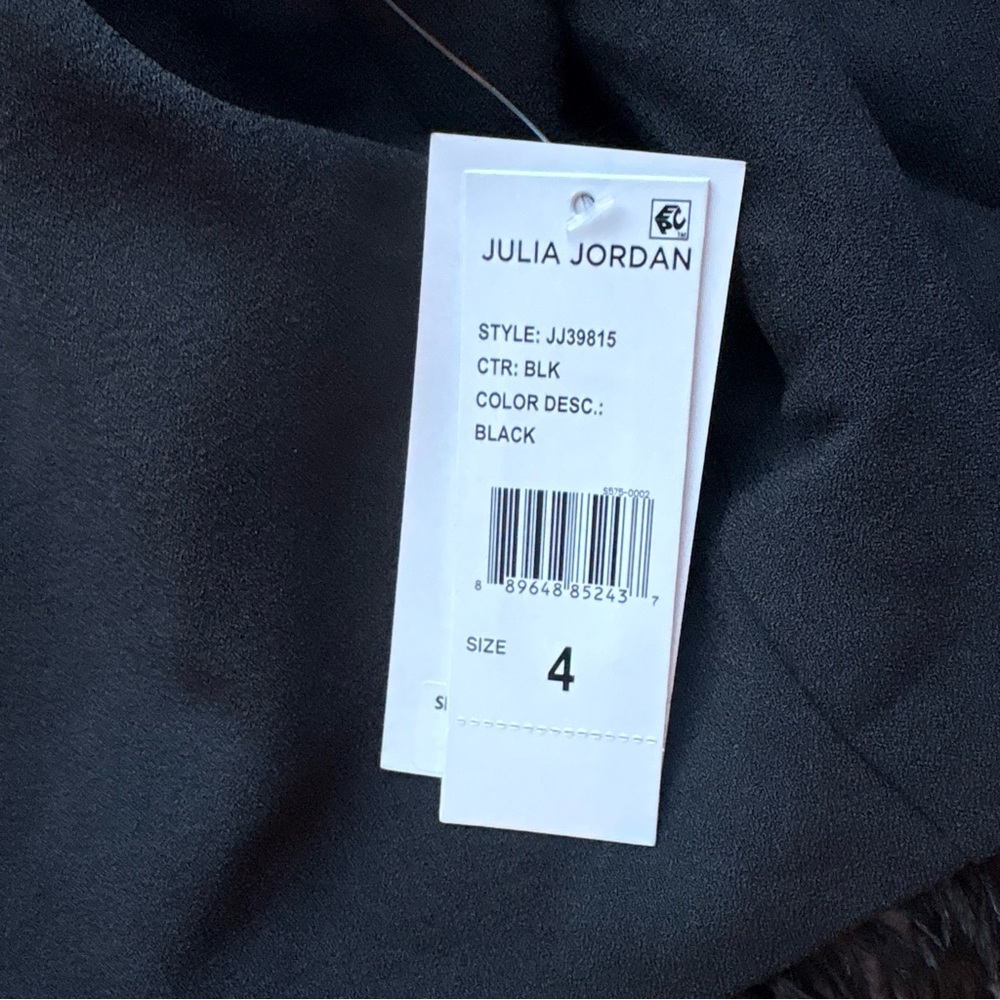 Julia Jordan | Black High-Neck Jumpsuit with Feather Detail Sz 4 NWT - Picture 7 of 7